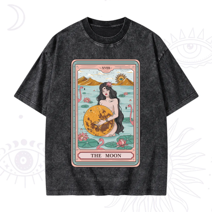 Purplehecate The Moon Goddess Tarot Washed T-Shirt