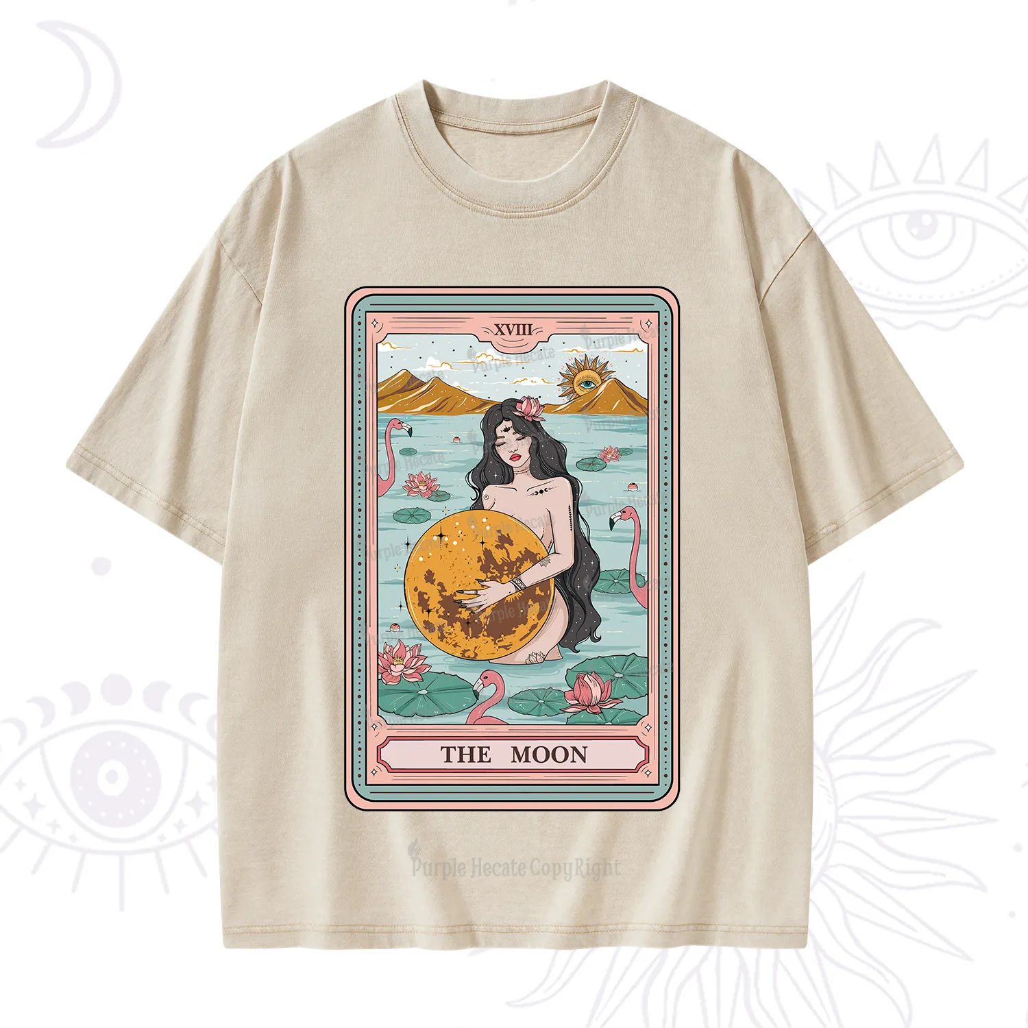Purplehecate The Moon Goddess Tarot Washed T-Shirt