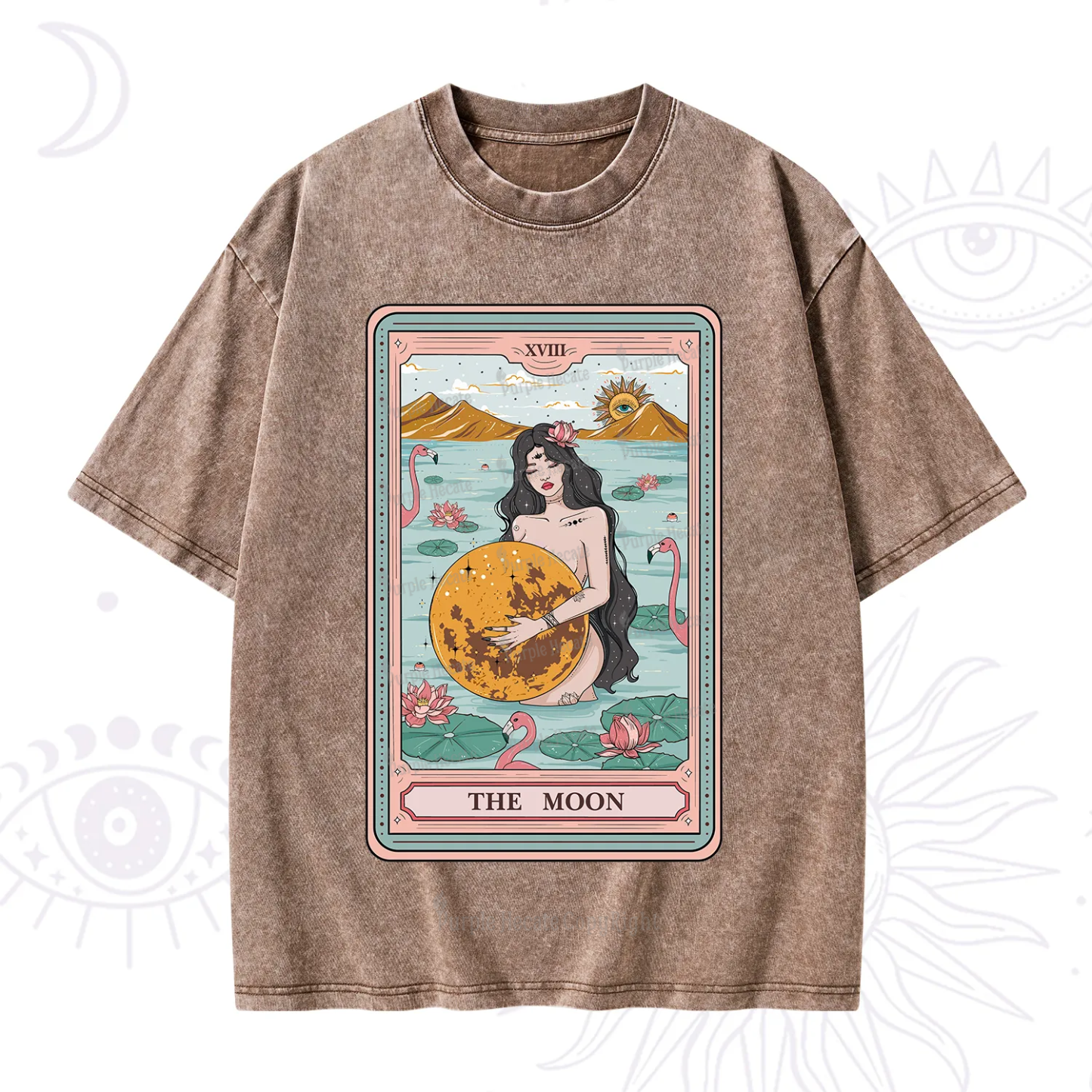 Purplehecate The Moon Goddess Tarot Washed T-Shirt