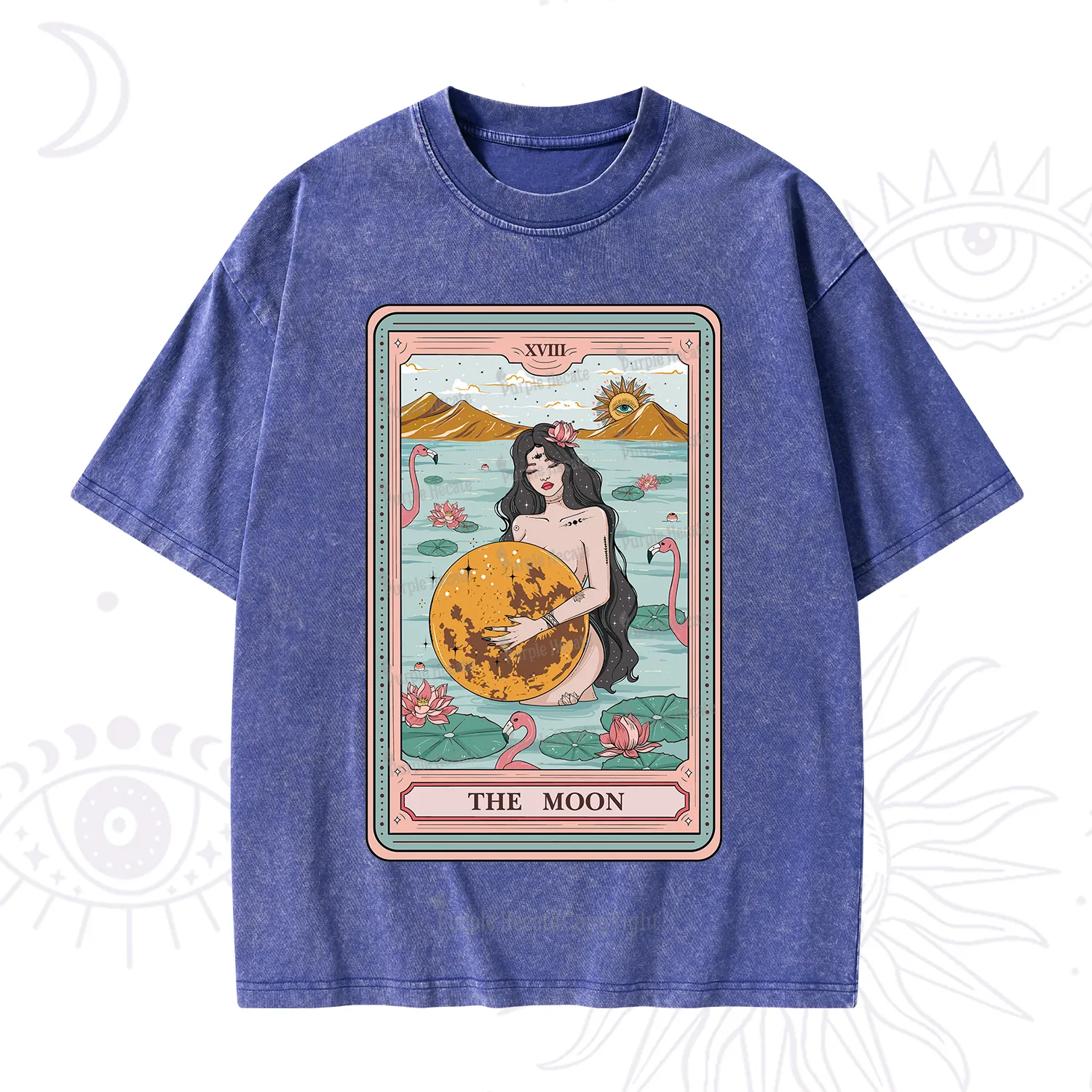 Purplehecate The Moon Goddess Tarot Washed T-Shirt