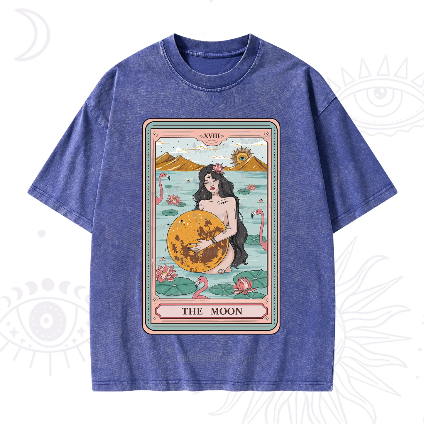 Purplehecate The Moon Goddess Tarot Washed T-Shirt