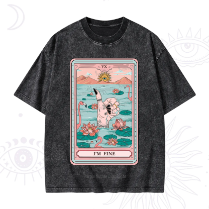 Purplehecate The I'm Fine Tarot Washed T-Shirt