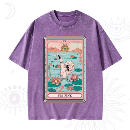 Purplehecate The I'm Fine Tarot Washed T-Shirt