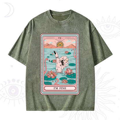 Purplehecate The I'm Fine Tarot Washed T-Shirt