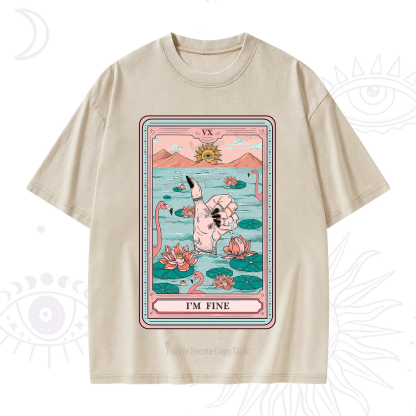 Purplehecate The I'm Fine Tarot Washed T-Shirt