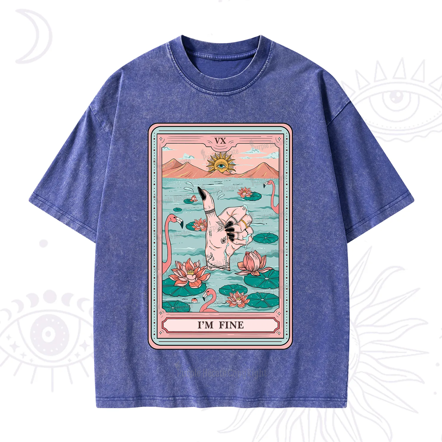 Purplehecate The I'm Fine Tarot Washed T-Shirt