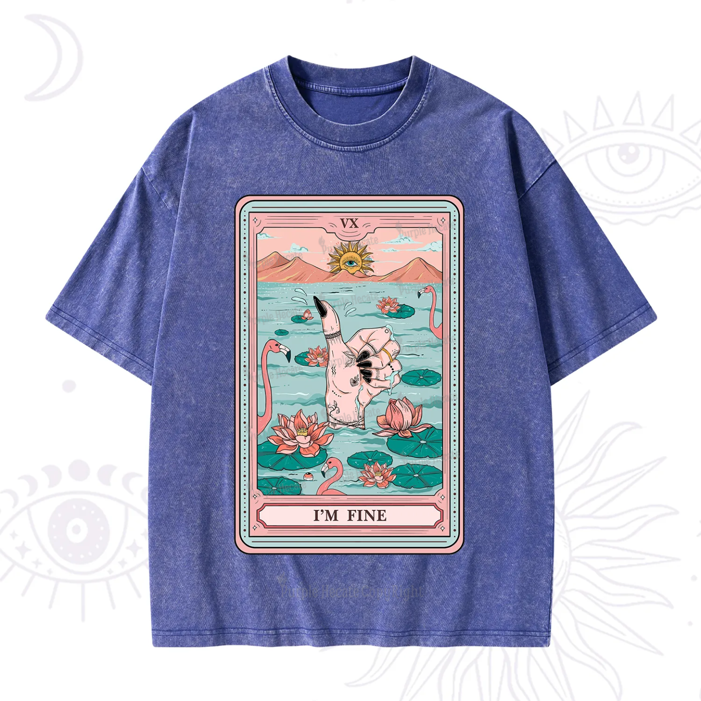 Purplehecate The I'm Fine Tarot Washed T-Shirt