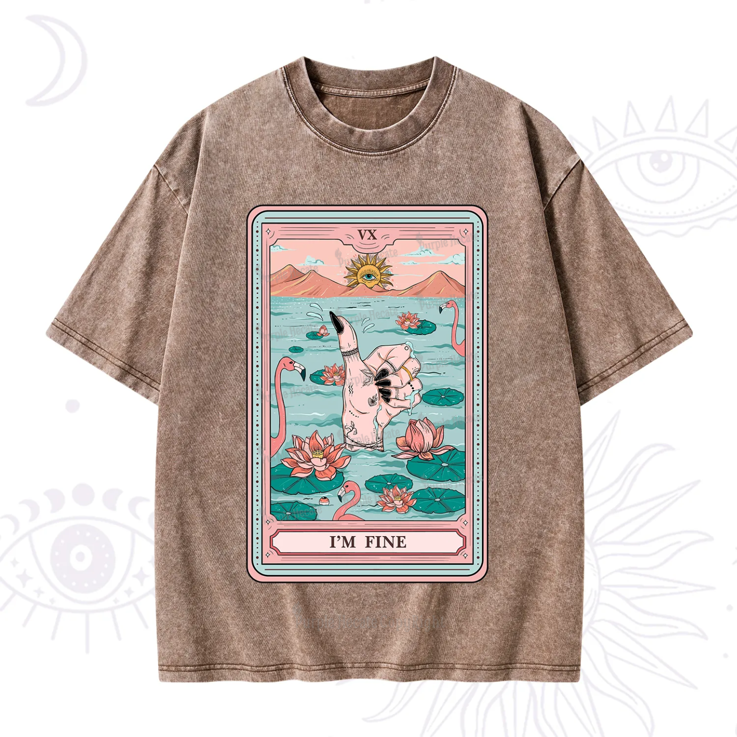 Purplehecate The I'm Fine Tarot Washed T-Shirt