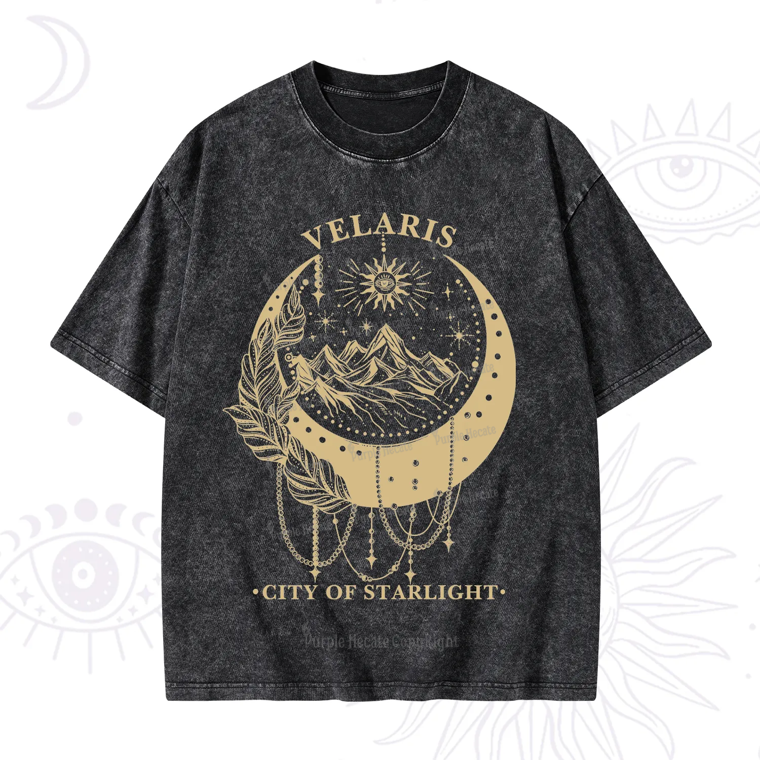 Purplehecate Moonlit Peaks of Starlight Washed T-Shirt