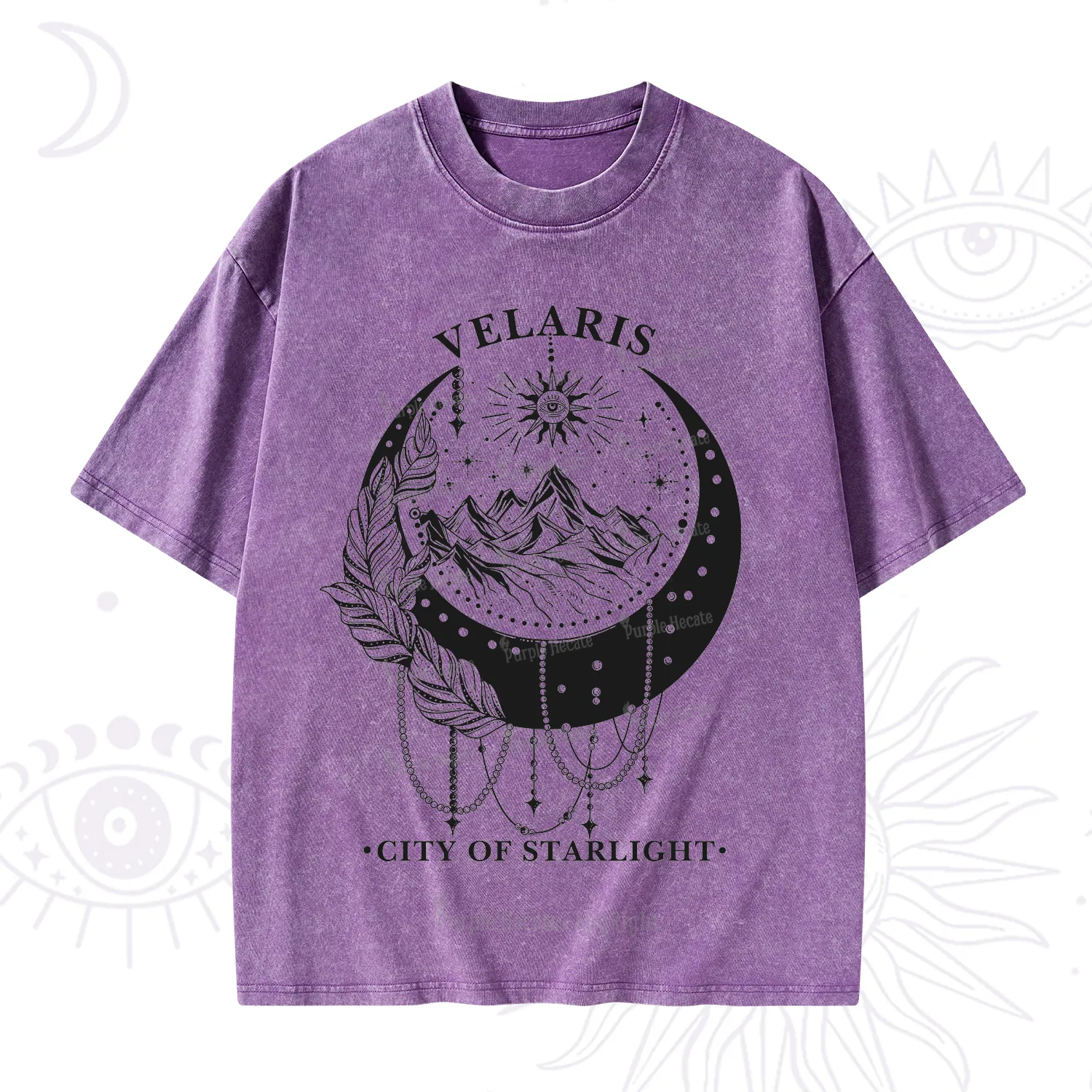 Purplehecate Moonlit Peaks of Starlight Washed T-Shirt