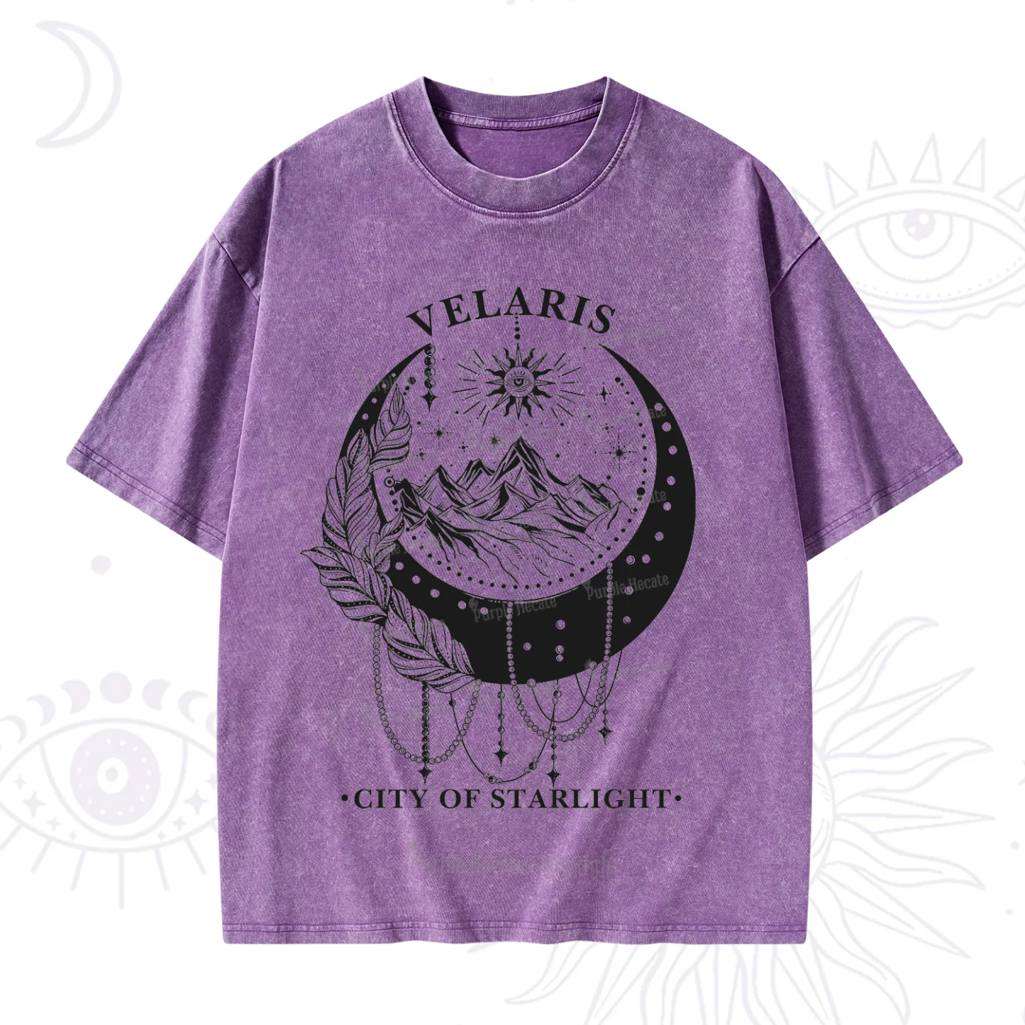 Purplehecate Moonlit Peaks of Starlight Washed T-Shirt