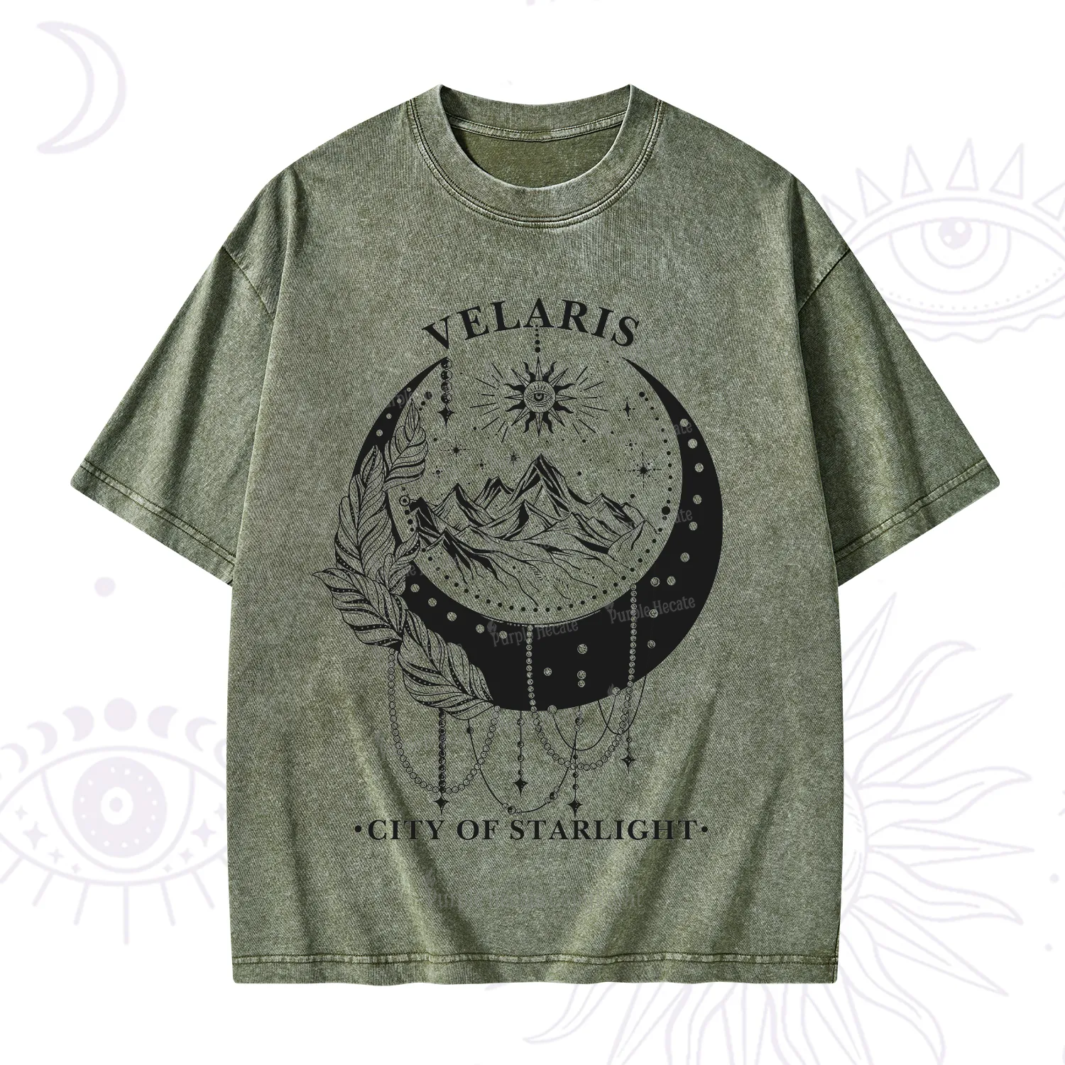 Purplehecate Moonlit Peaks of Starlight Washed T-Shirt