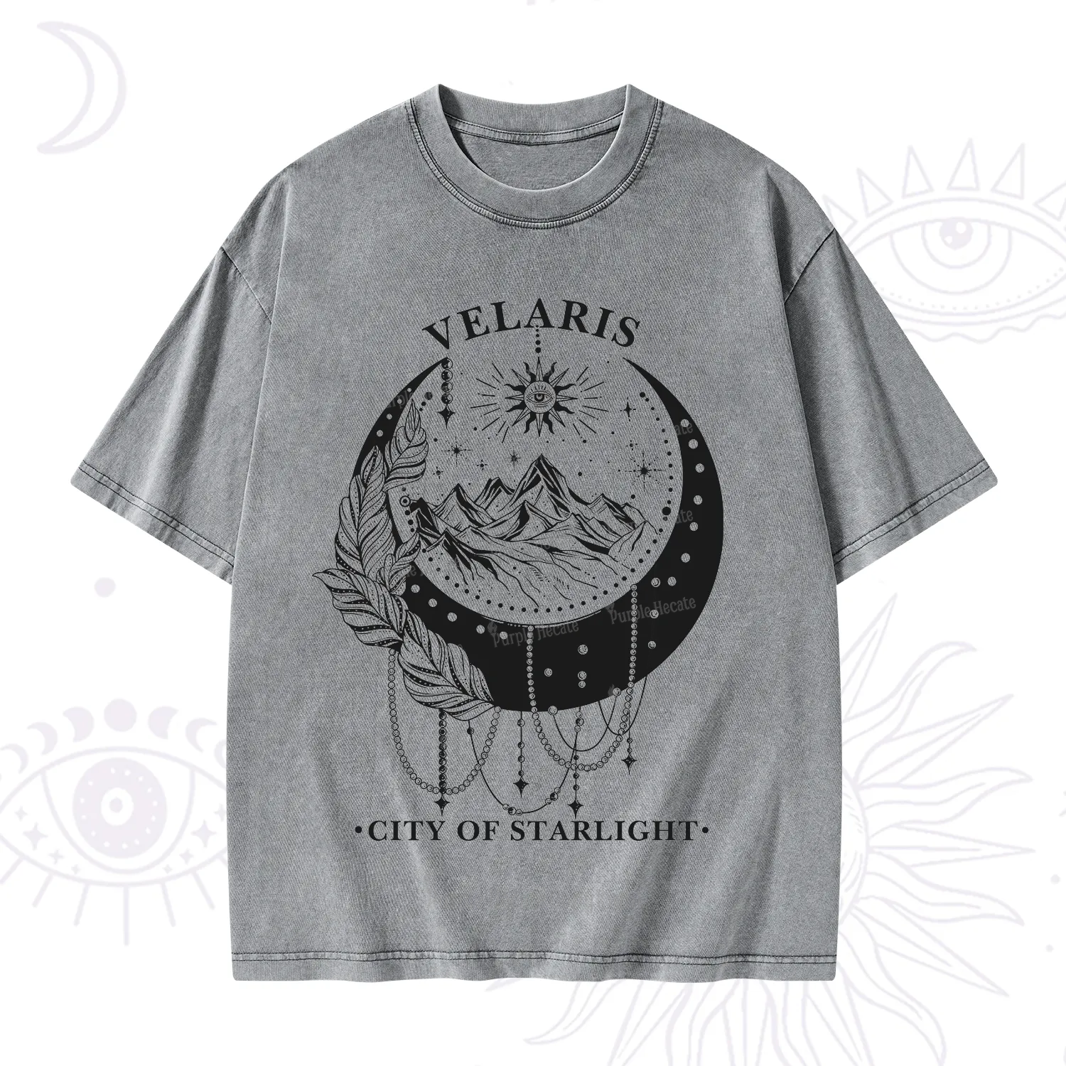 Purplehecate Moonlit Peaks of Starlight Washed T-Shirt