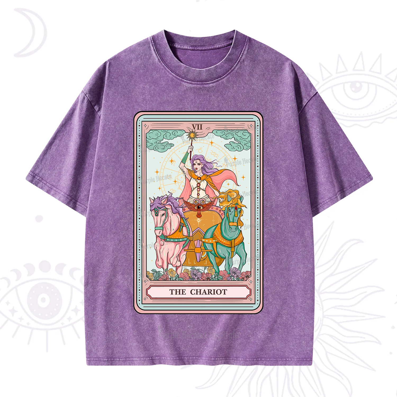 Purplehecate The Chariot Tarot Washed T-Shirt