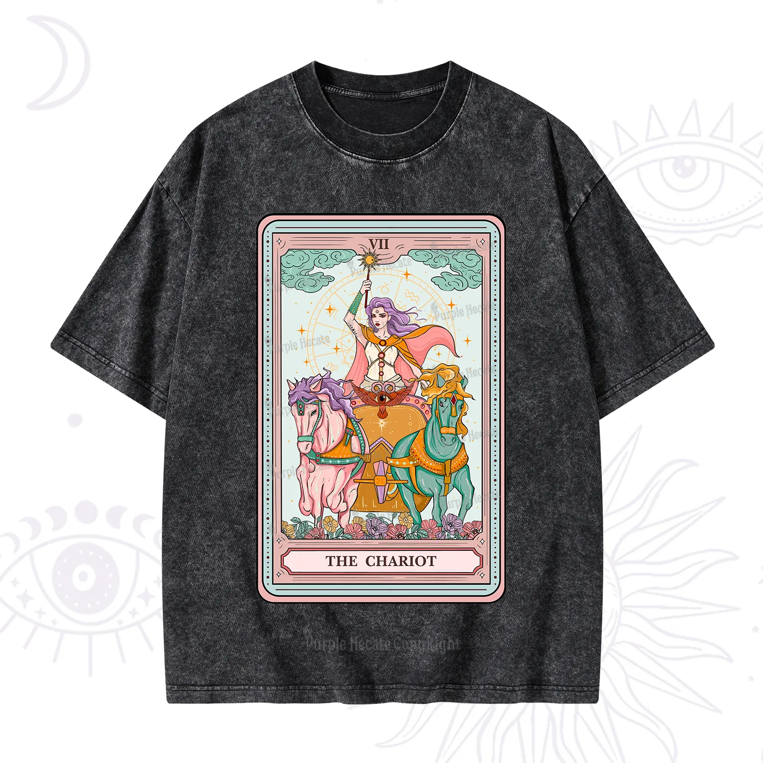 Purplehecate The Chariot Tarot Washed T-Shirt