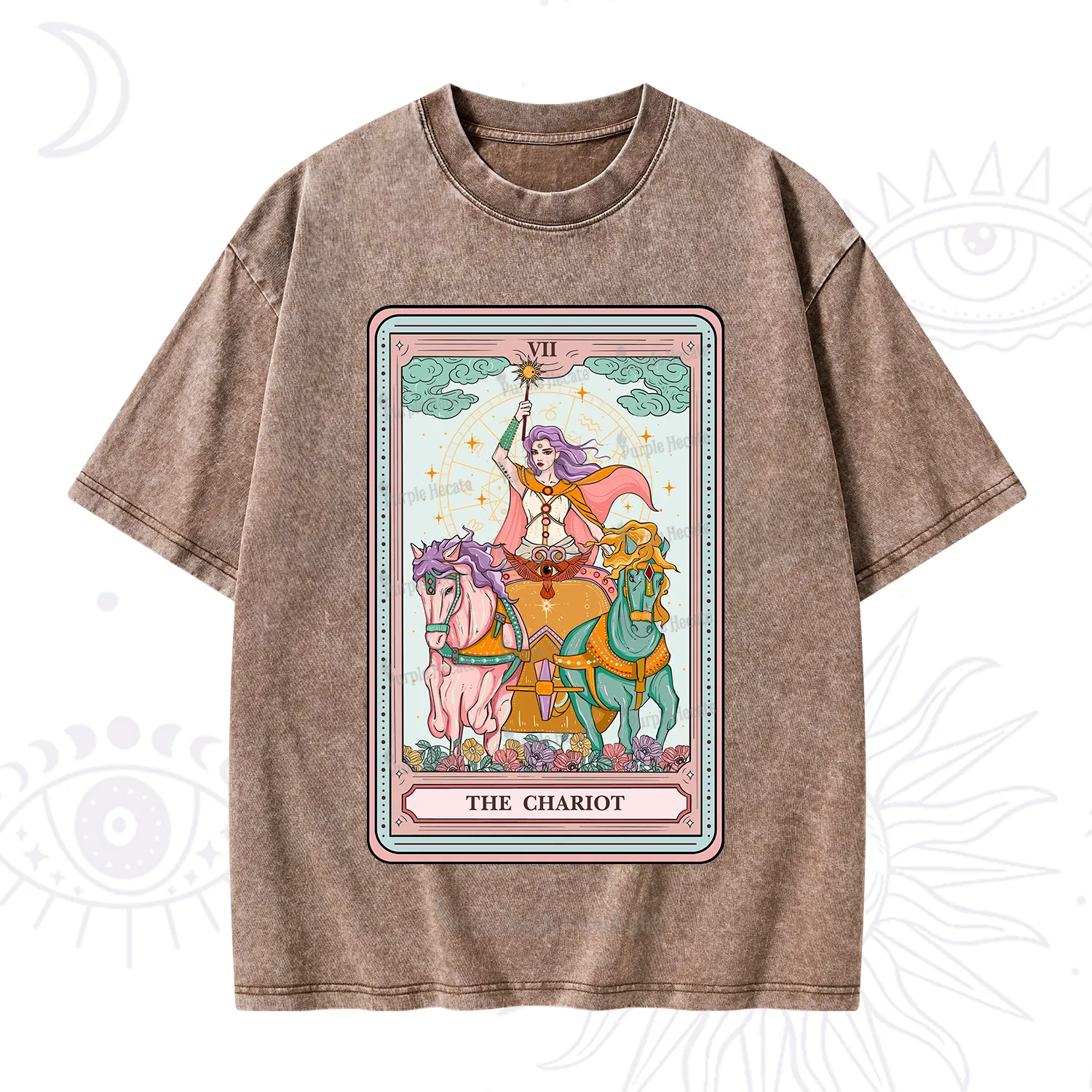 Purplehecate The Chariot Tarot Washed T-Shirt