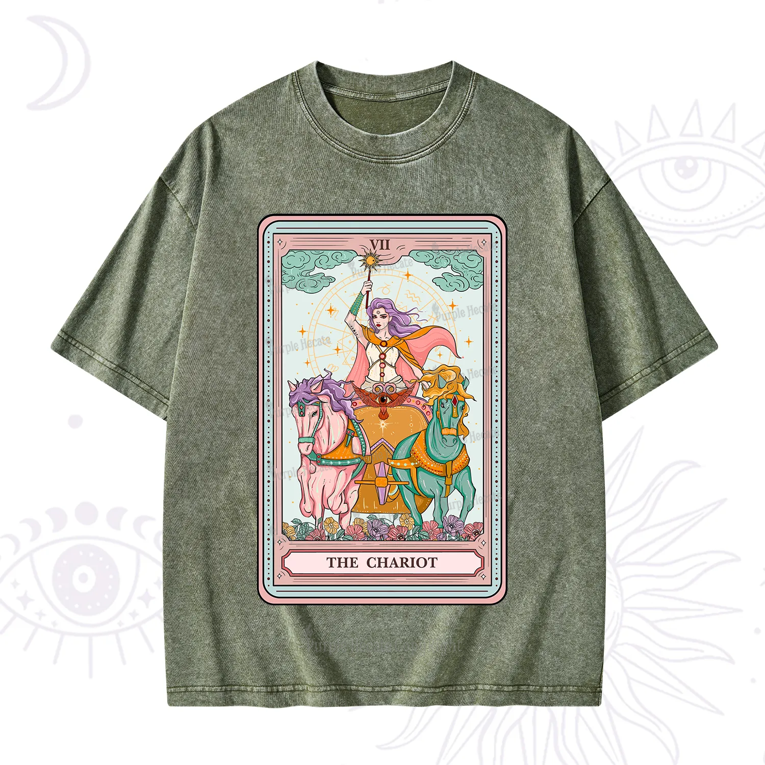 Purplehecate The Chariot Tarot Washed T-Shirt