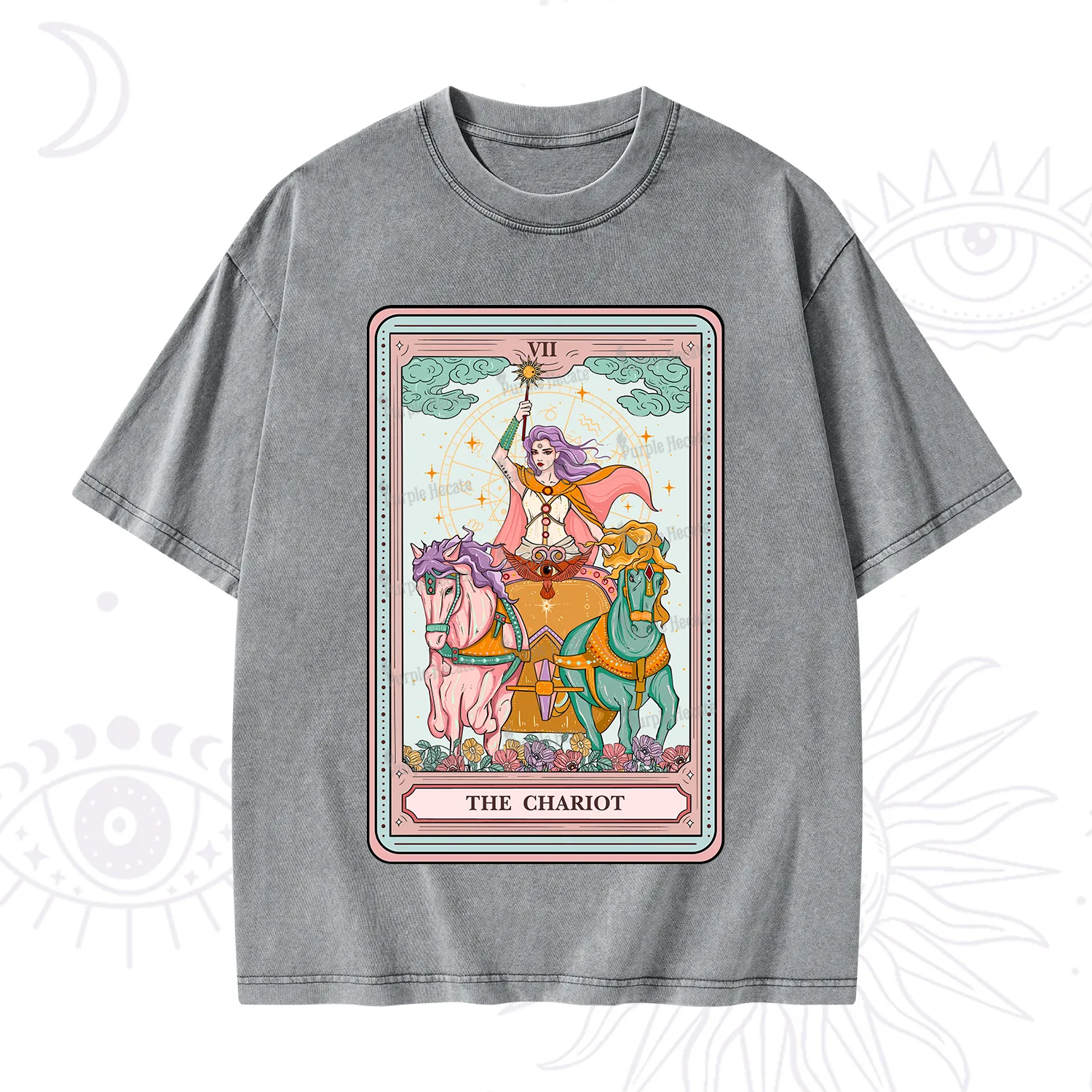 Purplehecate The Chariot Tarot Washed T-Shirt