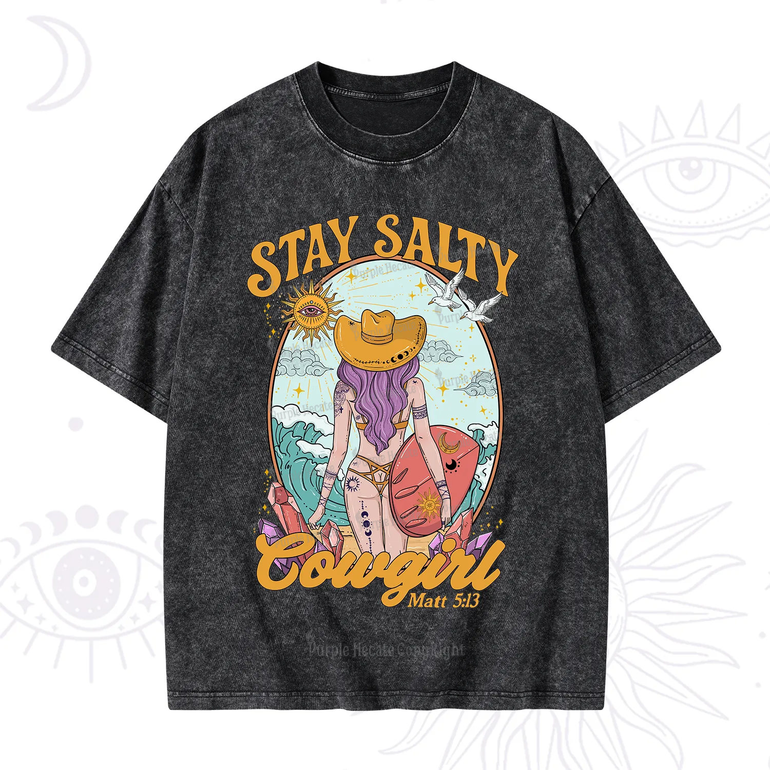 Purplehecate Stay Salty Cowgirl Washed T-Shirt