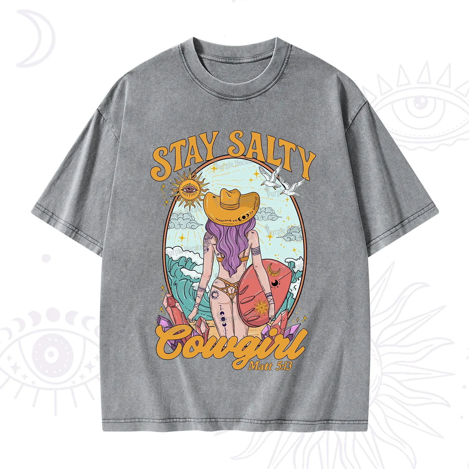 Purplehecate Stay Salty Cowgirl Washed T-Shirt