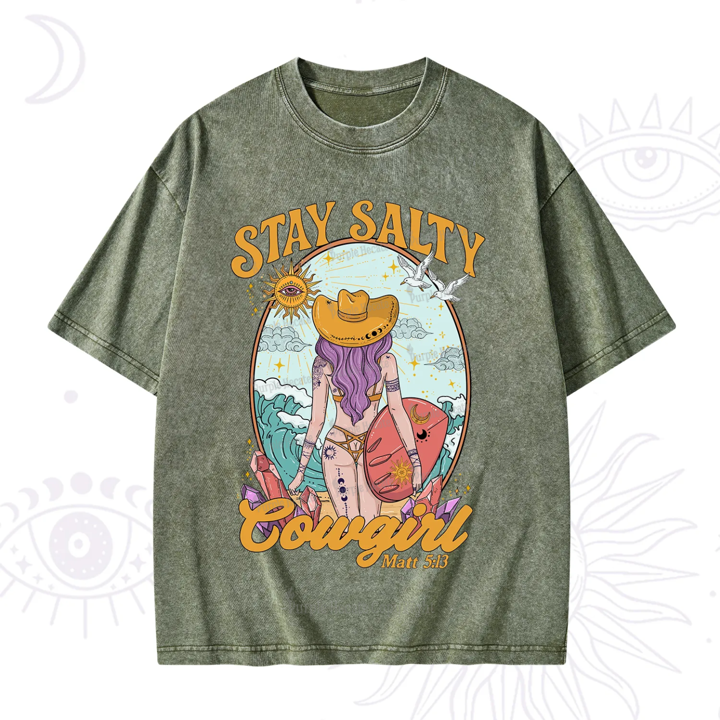 Purplehecate Stay Salty Cowgirl Washed T-Shirt