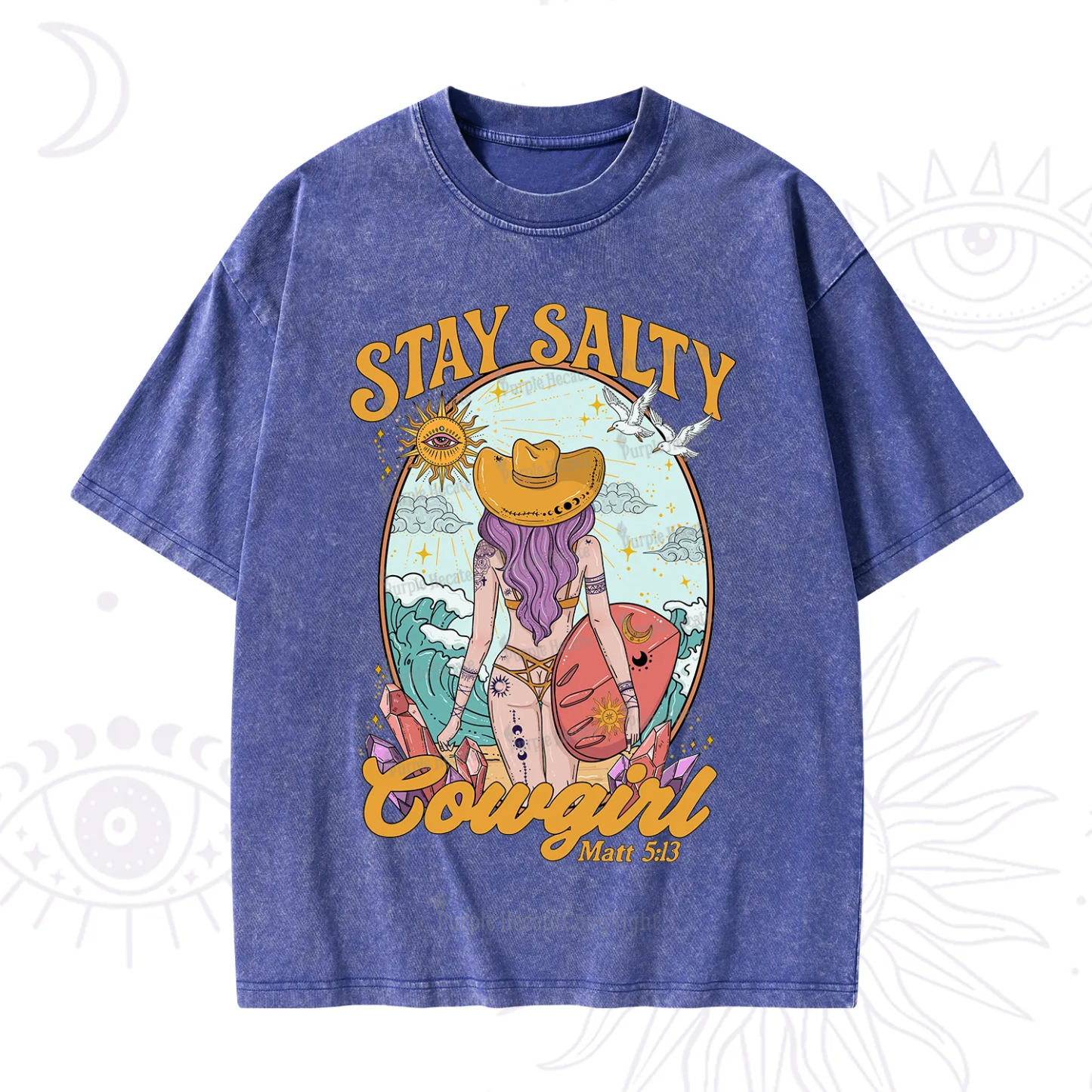 Purplehecate Stay Salty Cowgirl Washed T-Shirt