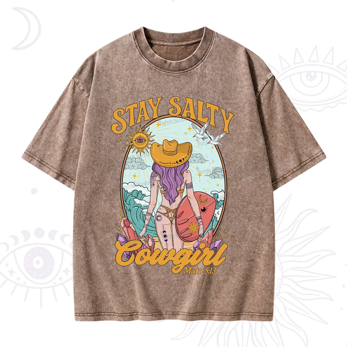 Purplehecate Stay Salty Cowgirl Washed T-Shirt