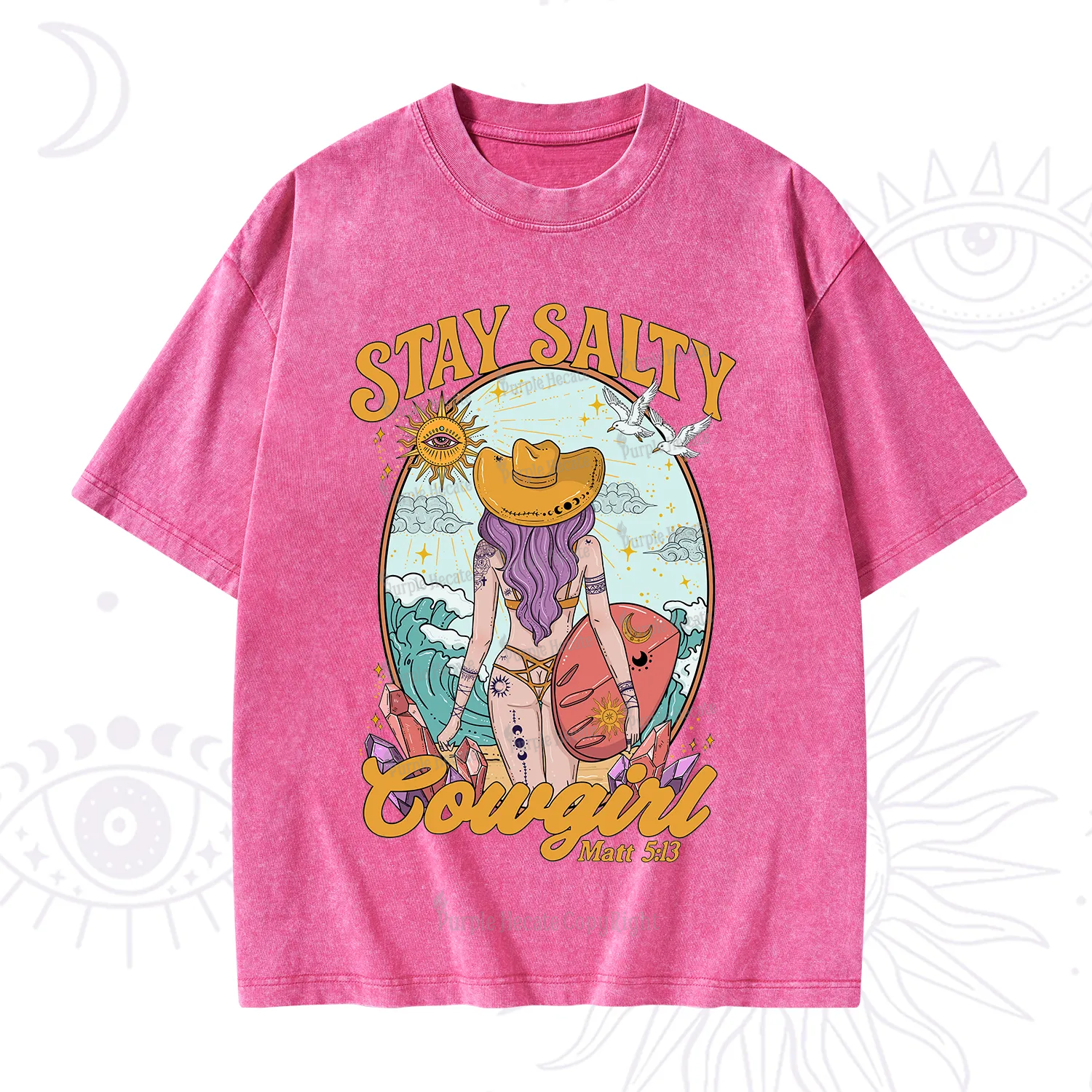 Purplehecate Stay Salty Cowgirl Washed T-Shirt