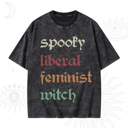 Purplehecate Spooky Liberal Feminist Witch Washed T-Shirt