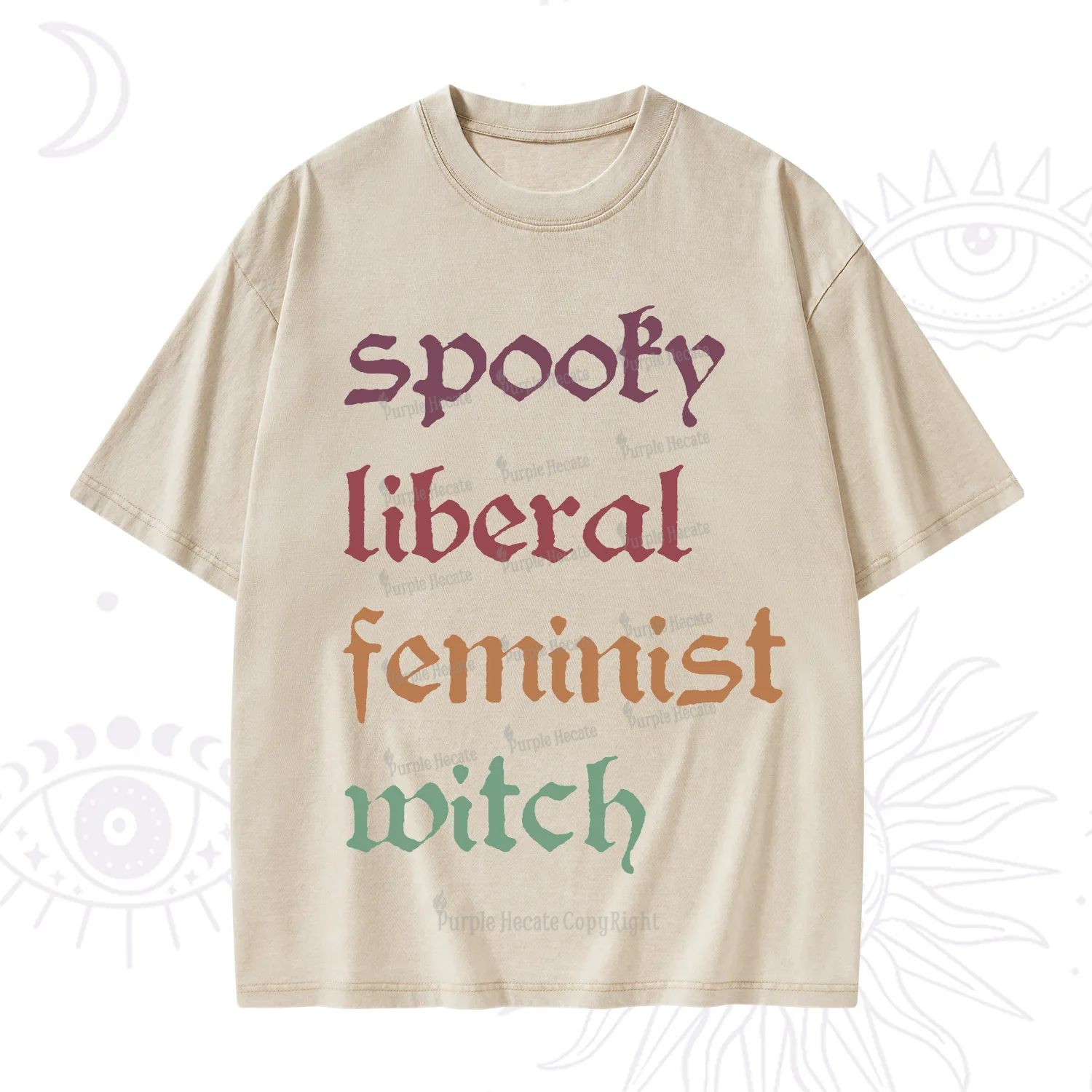 Purplehecate Spooky Liberal Feminist Witch Washed T-Shirt