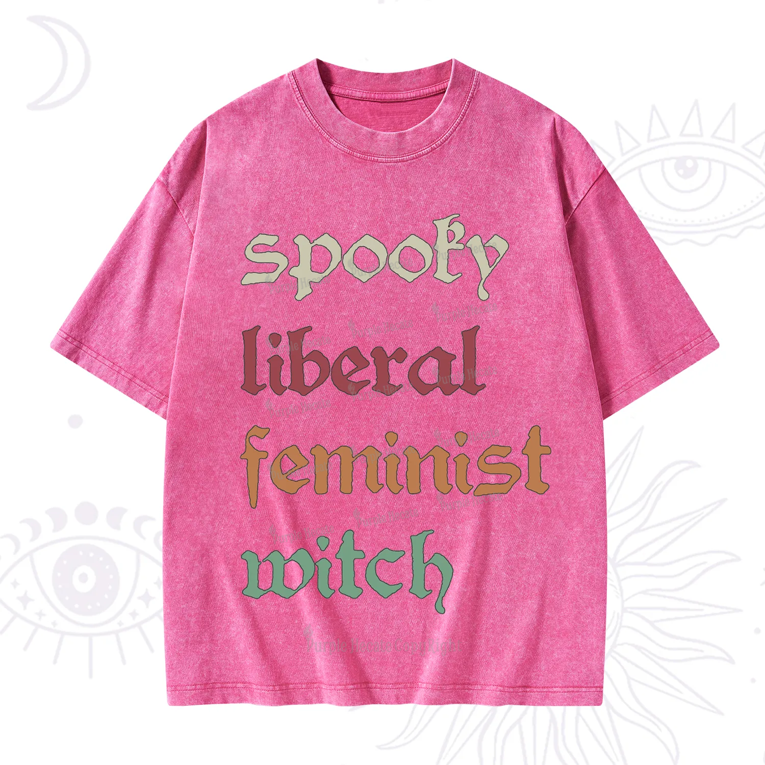 Purplehecate Spooky Liberal Feminist Witch Washed T-Shirt