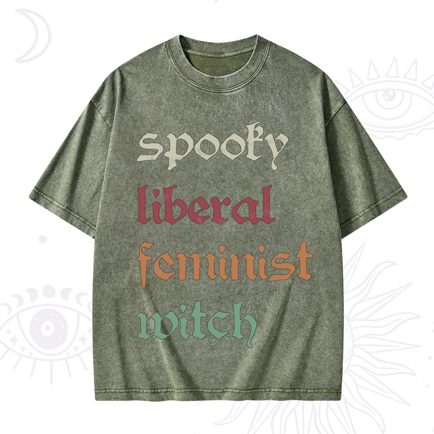Purplehecate Spooky Liberal Feminist Witch Washed T-Shirt