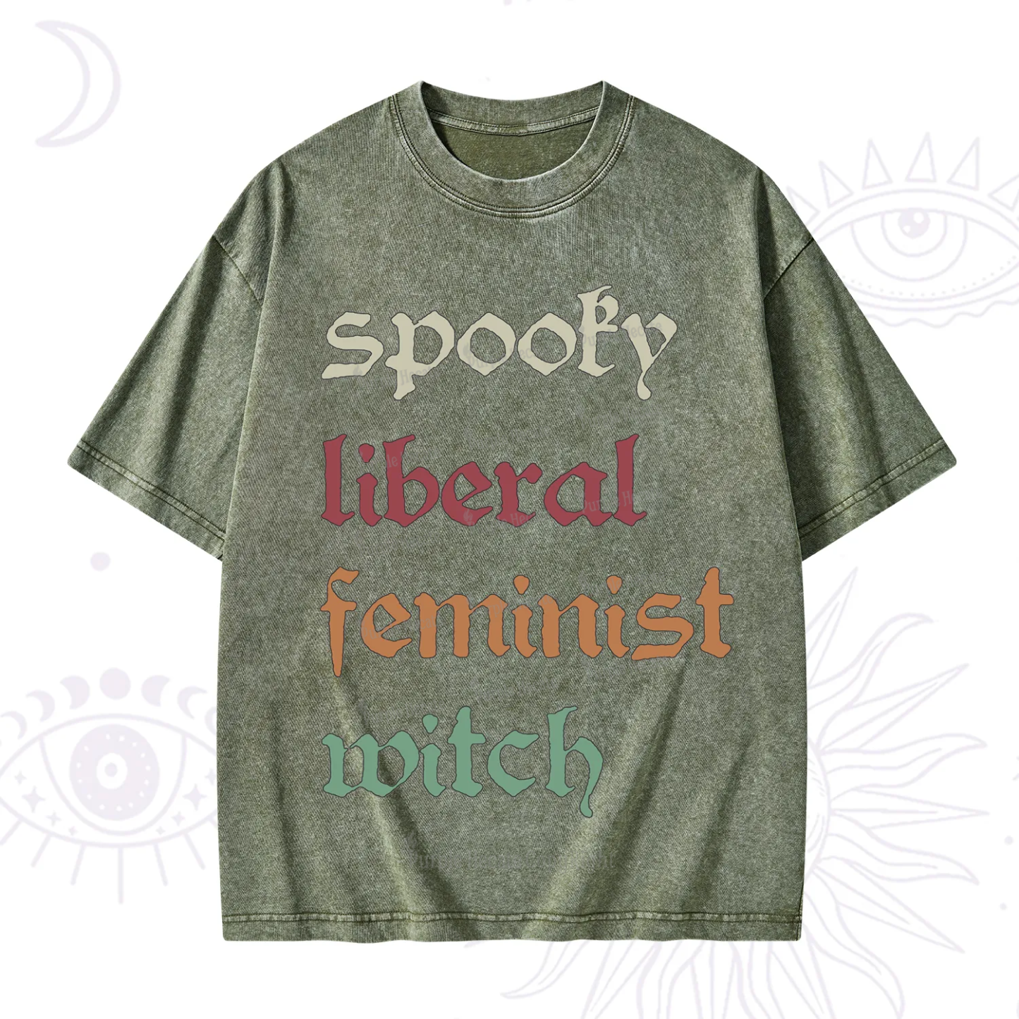 Purplehecate Spooky Liberal Feminist Witch Washed T-Shirt