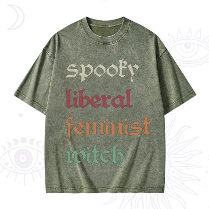 Purplehecate Spooky Liberal Feminist Witch Washed T-Shirt