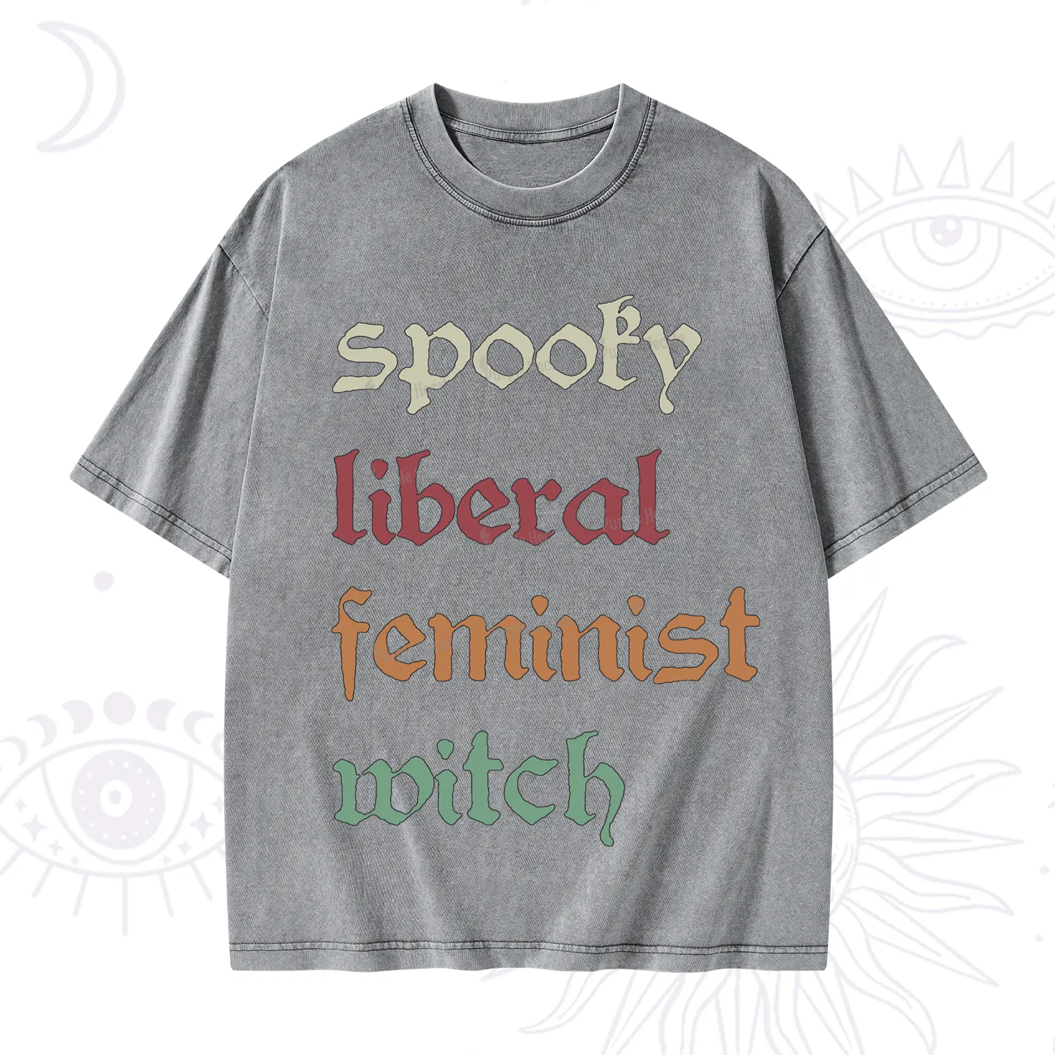 Purplehecate Spooky Liberal Feminist Witch Washed T-Shirt
