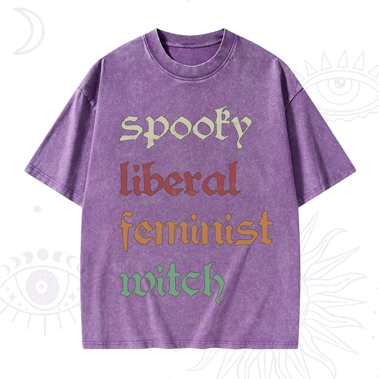 Purplehecate Spooky Liberal Feminist Witch Washed T-Shirt