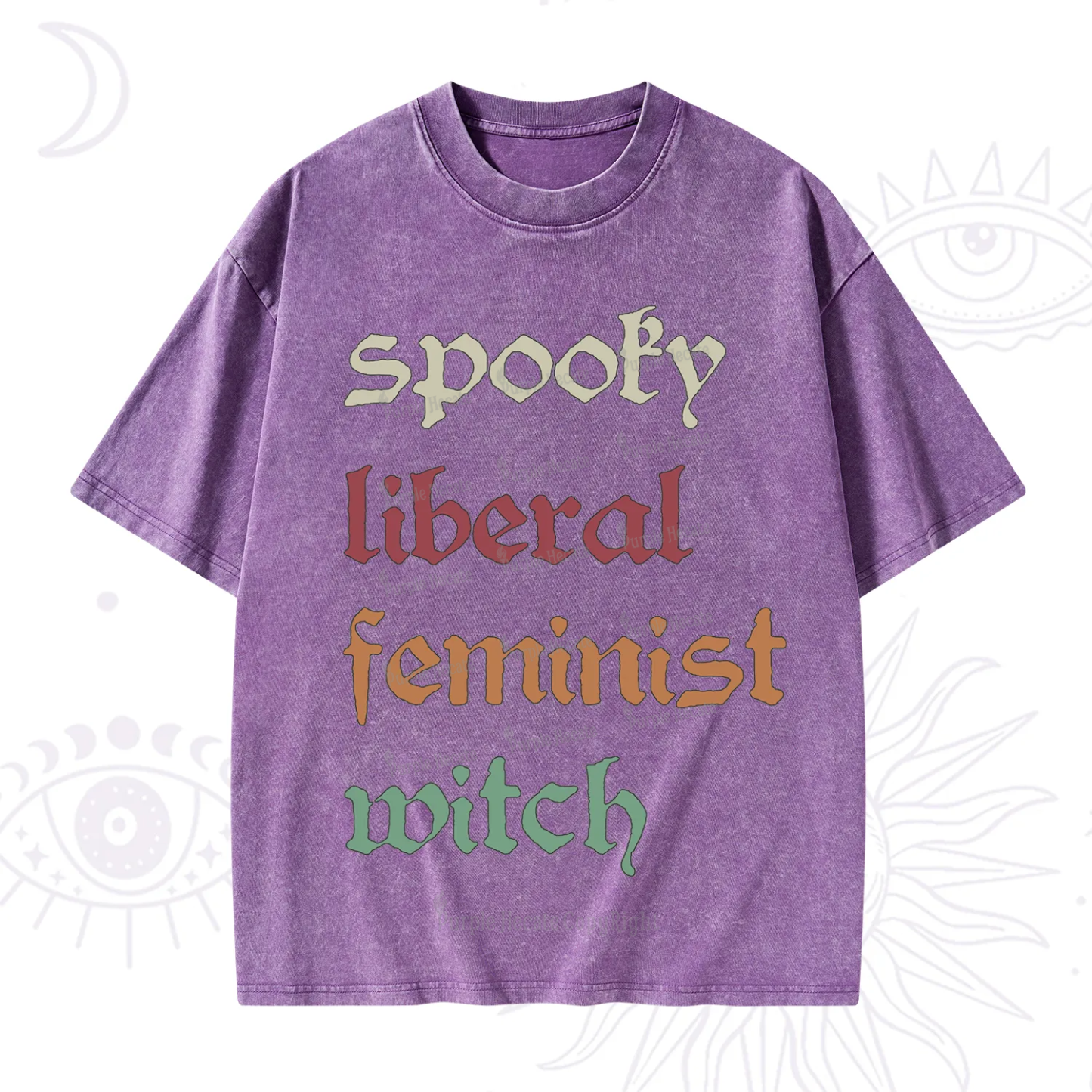 Purplehecate Spooky Liberal Feminist Witch Washed T-Shirt
