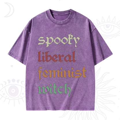 Purplehecate Spooky Liberal Feminist Witch Washed T-Shirt