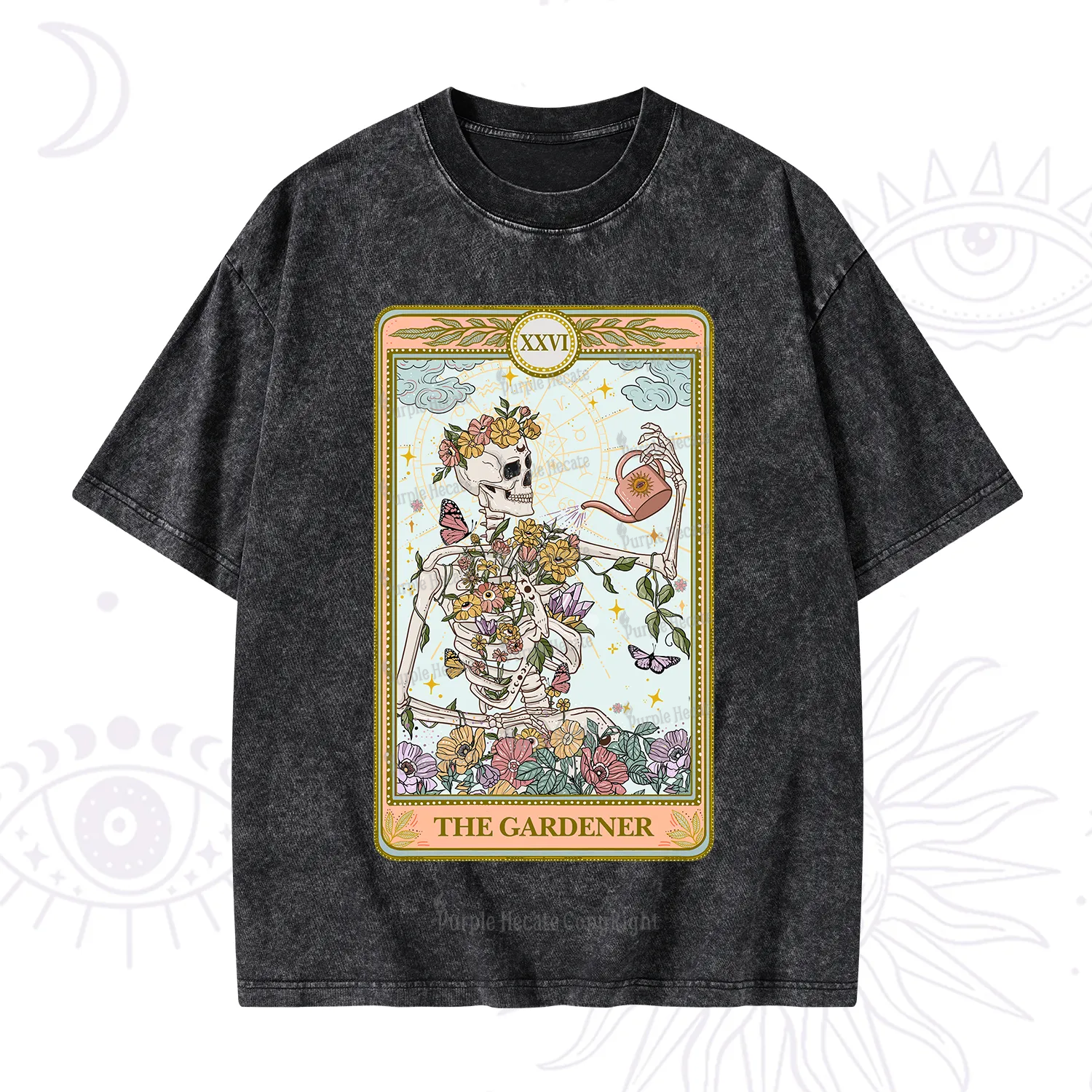 Purplehecate The Skeleton Gardener Tarot Washed T-Shirt