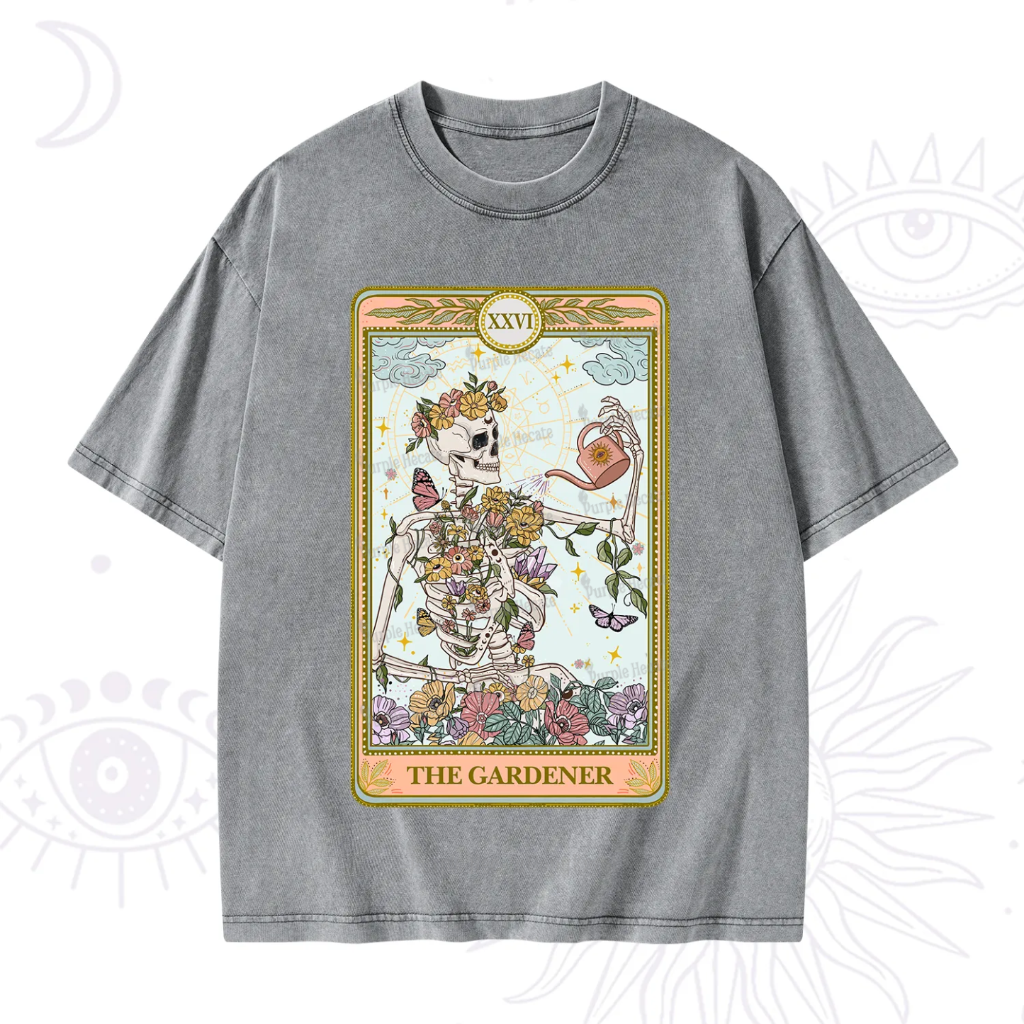 Purplehecate The Skeleton Gardener Tarot Washed T-Shirt