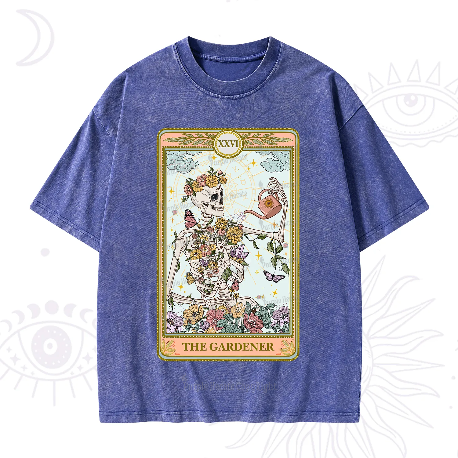 Purplehecate The Skeleton Gardener Tarot Washed T-Shirt