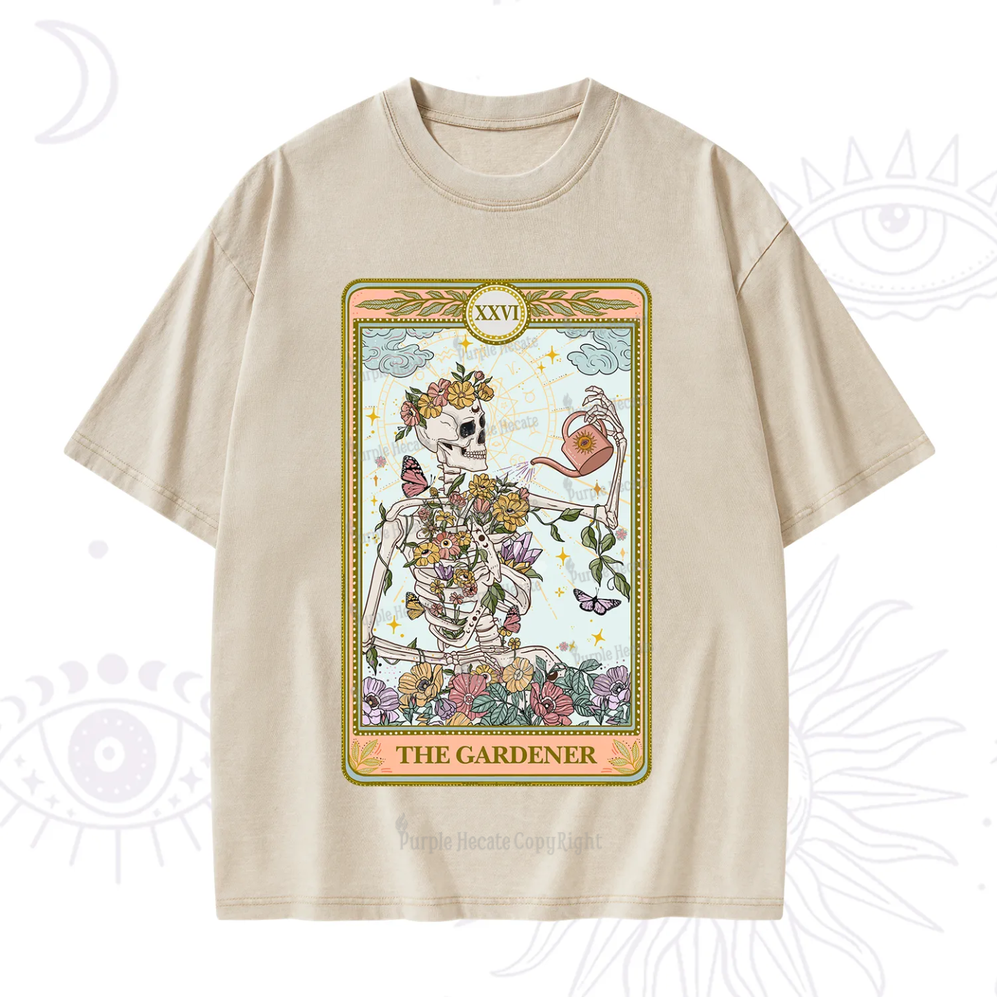 Purplehecate The Skeleton Gardener Tarot Washed T-Shirt