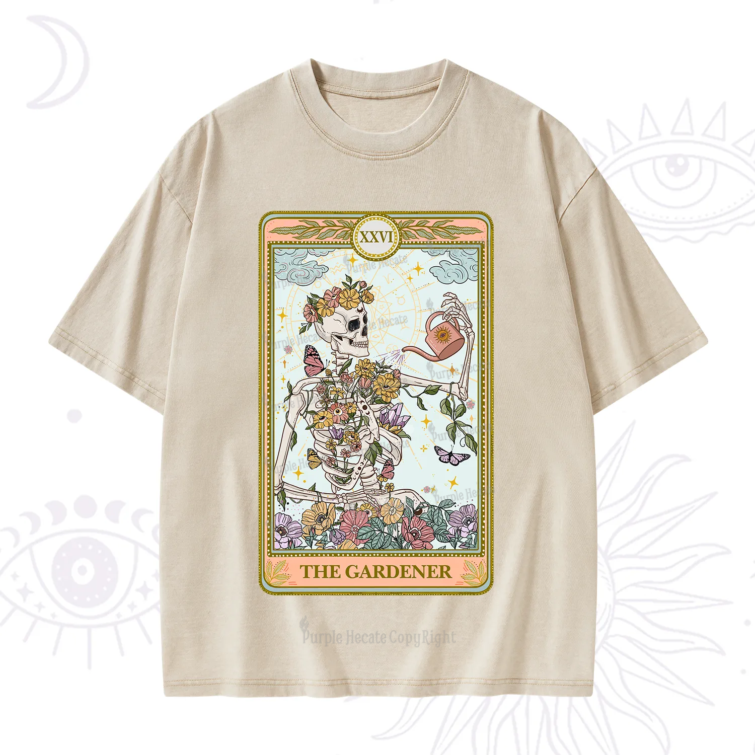 Purplehecate The Skeleton Gardener Tarot Washed T-Shirt