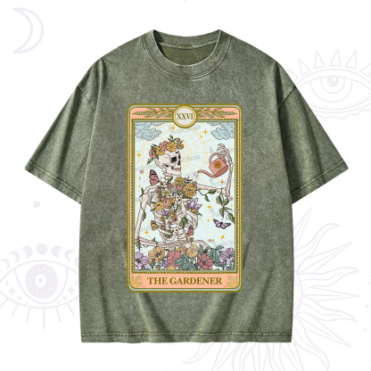 Purplehecate The Skeleton Gardener Tarot Washed T-Shirt