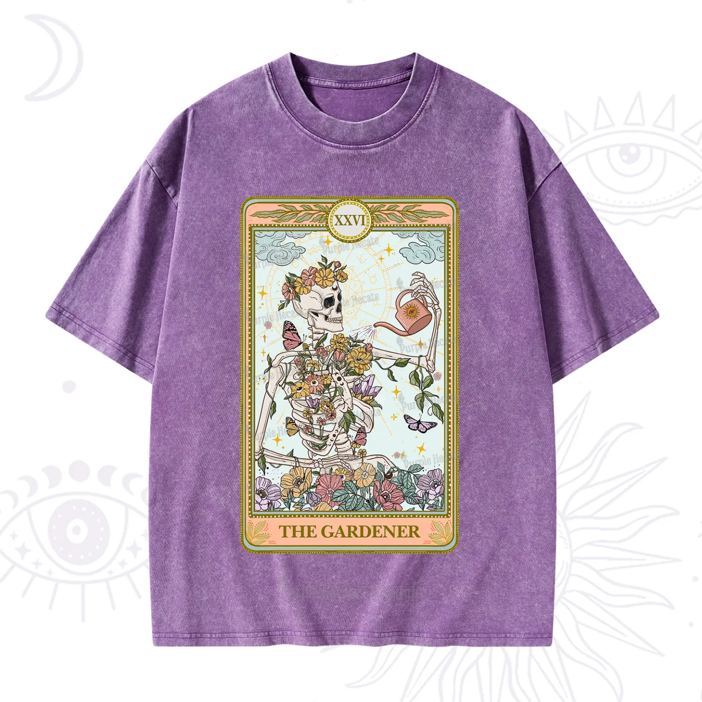 Purplehecate The Skeleton Gardener Tarot Washed T-Shirt