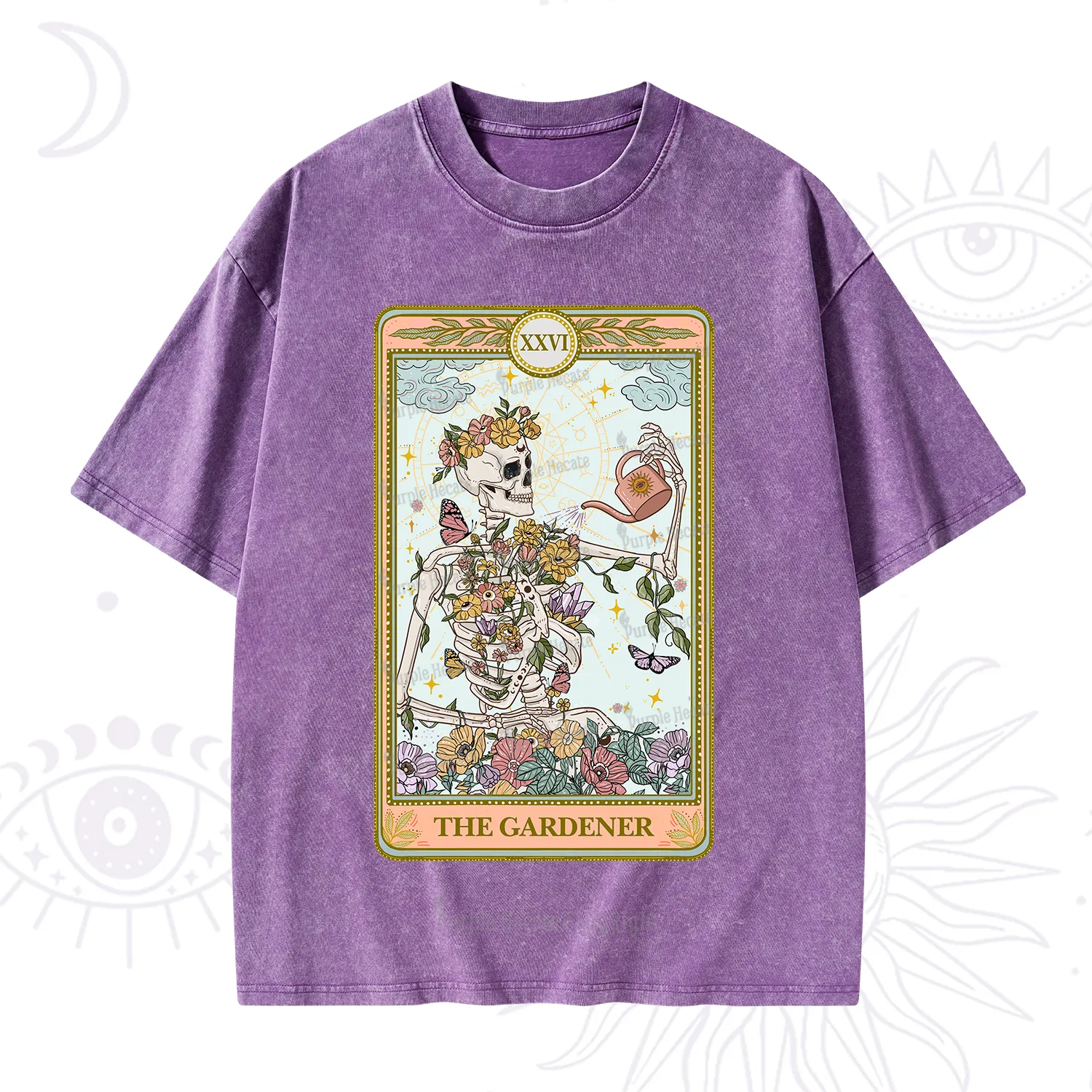 Purplehecate The Skeleton Gardener Tarot Washed T-Shirt