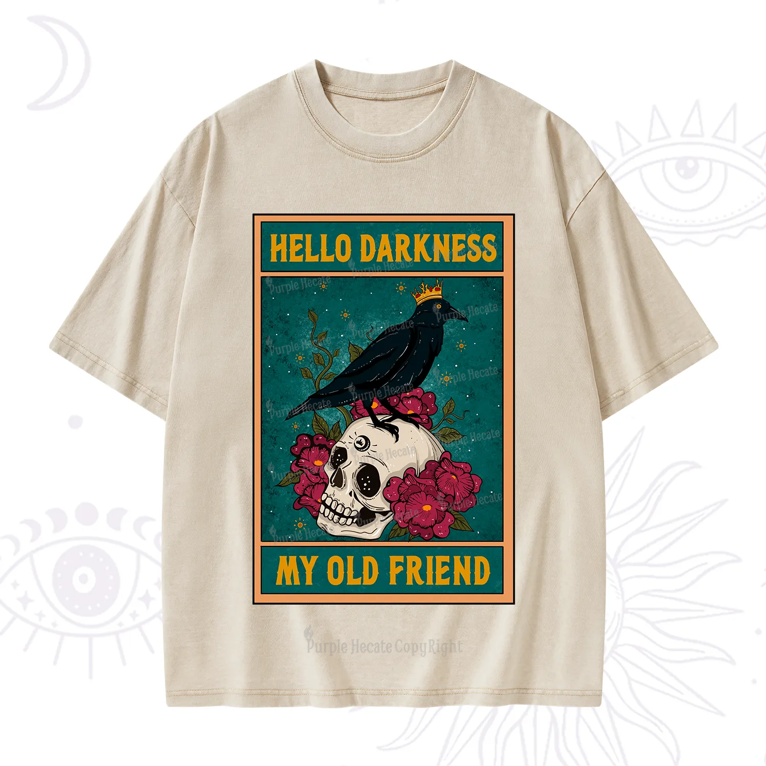 Purplehecate The Hello Darkness My Old Friend Oracle Card Washed T-Shirt