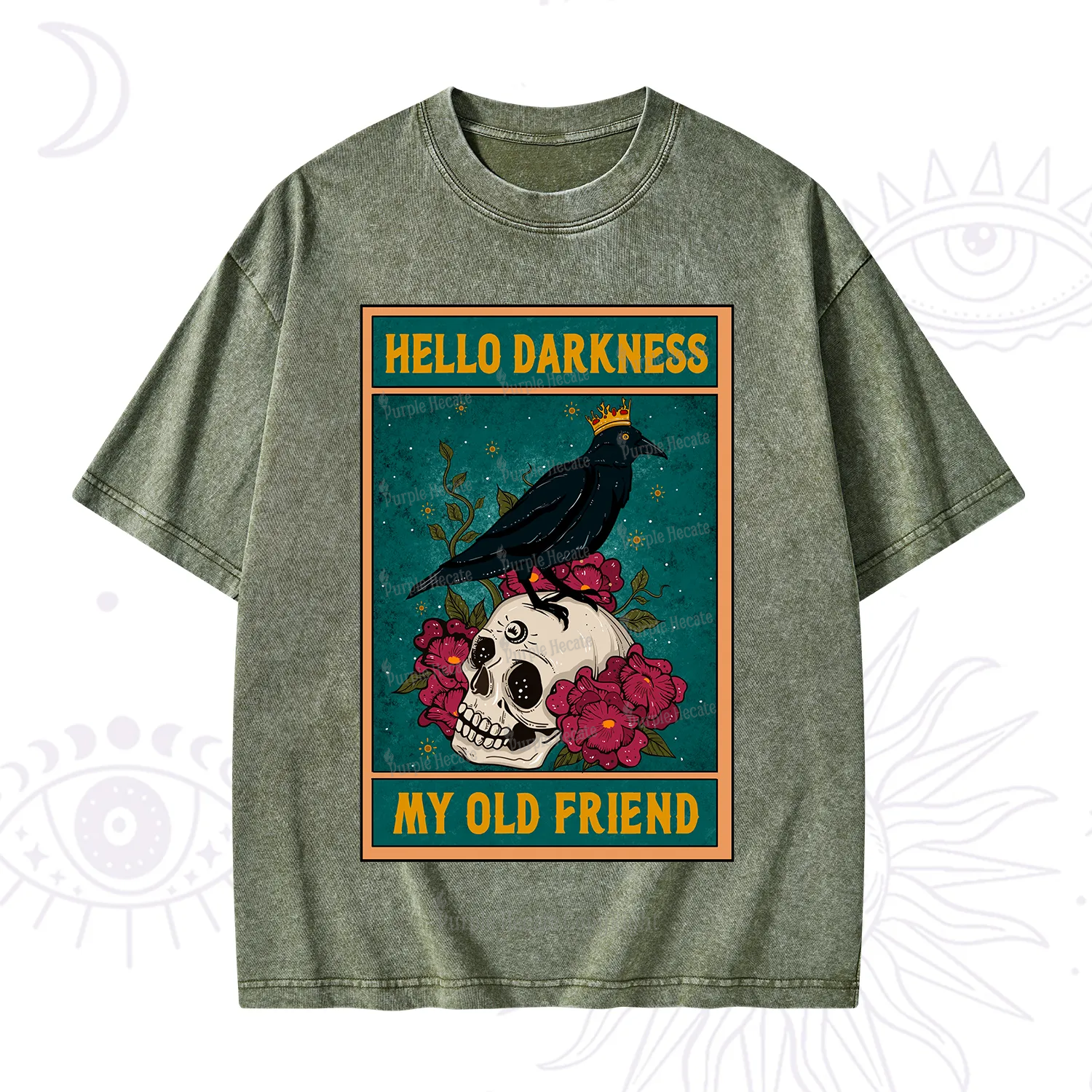 Purplehecate The Hello Darkness My Old Friend Oracle Card Washed T-Shirt