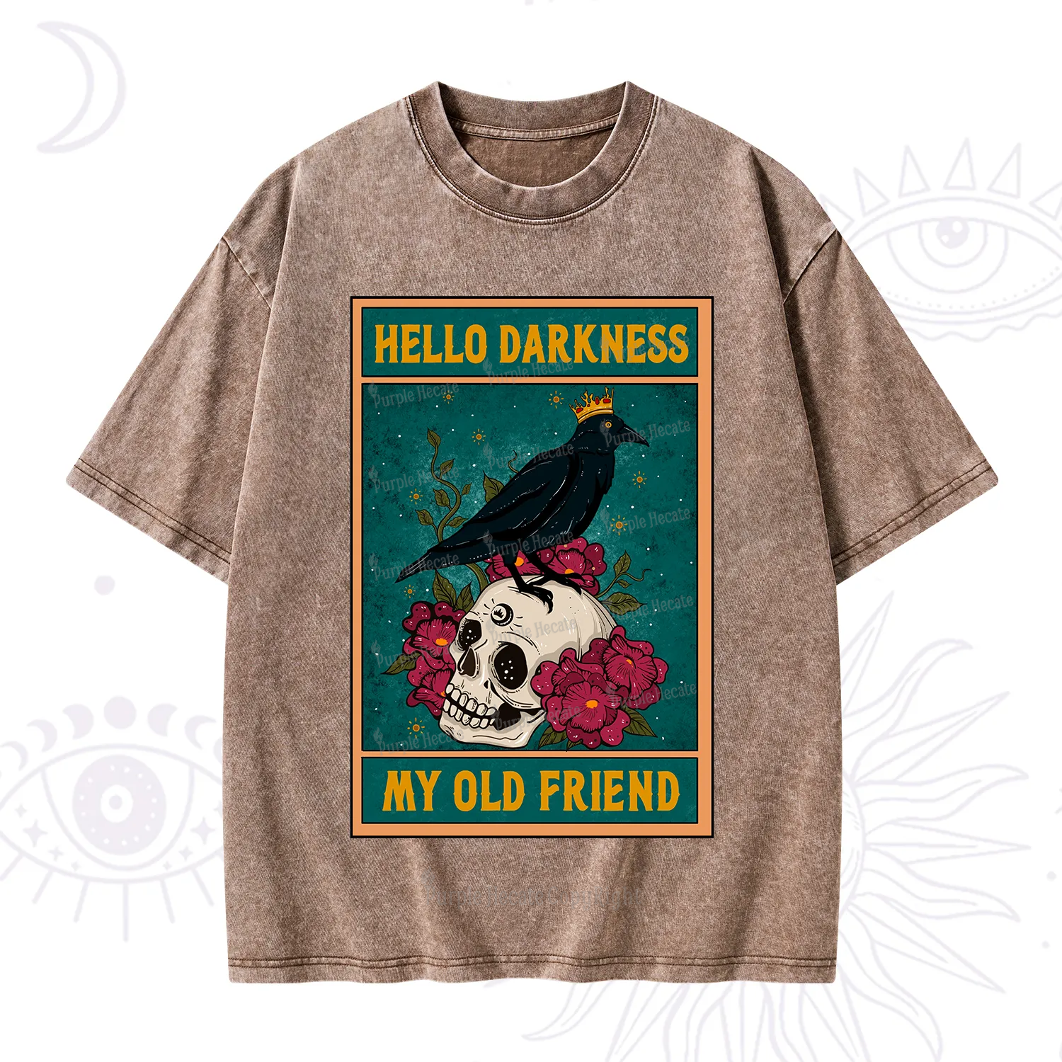 Purplehecate The Hello Darkness My Old Friend Oracle Card Washed T-Shirt