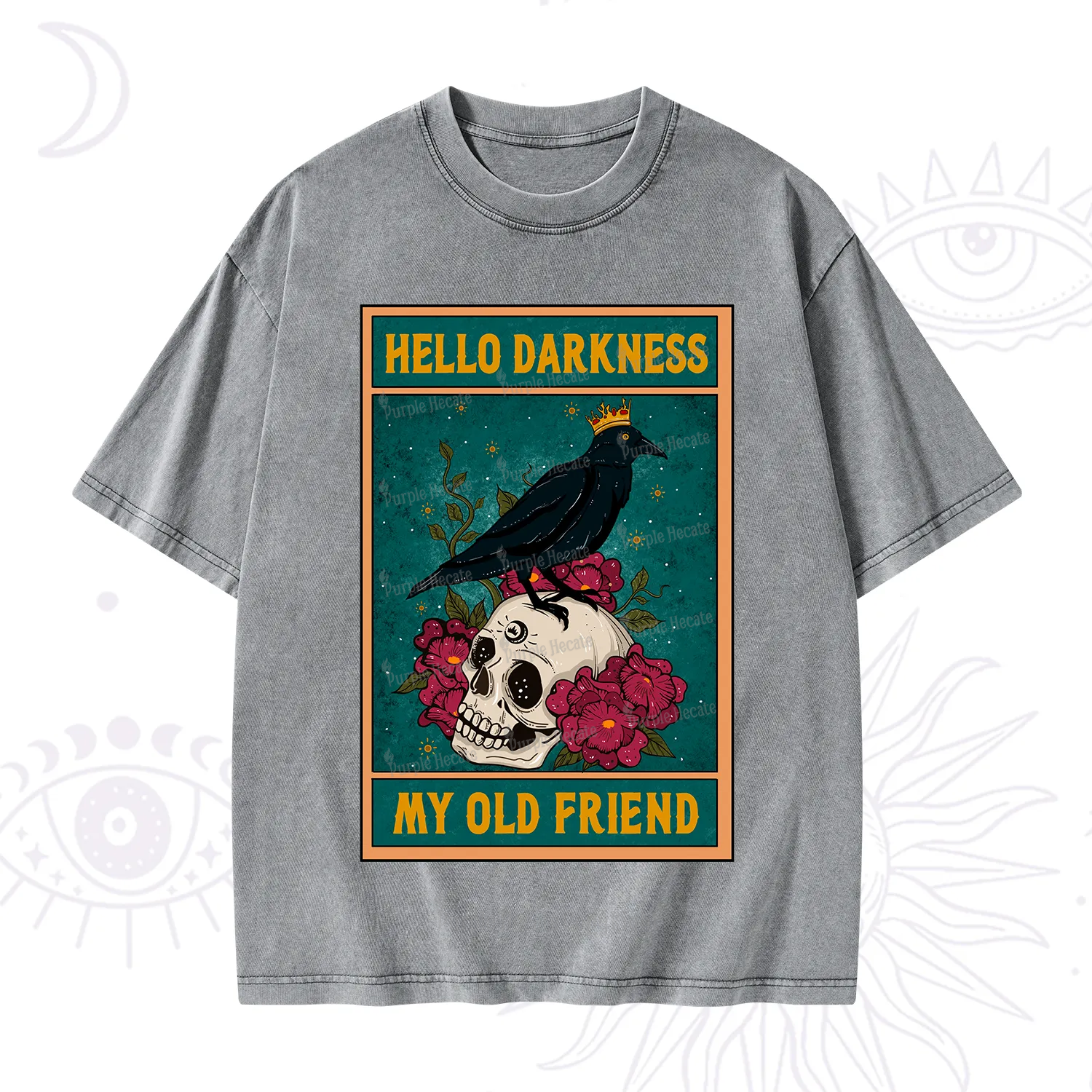 Purplehecate The Hello Darkness My Old Friend Oracle Card Washed T-Shirt